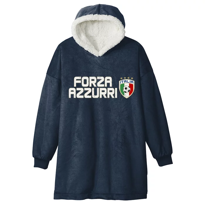 Forza Azzurri Italy Italia Soccer Team Fan Logo Hooded Wearable Blanket