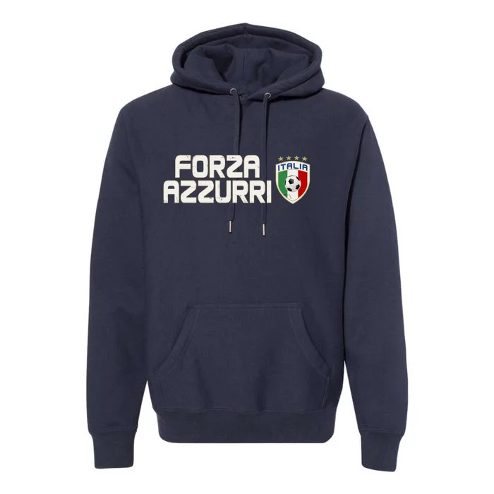 Forza Azzurri Italy Italia Soccer Team Fan Logo Premium Hoodie