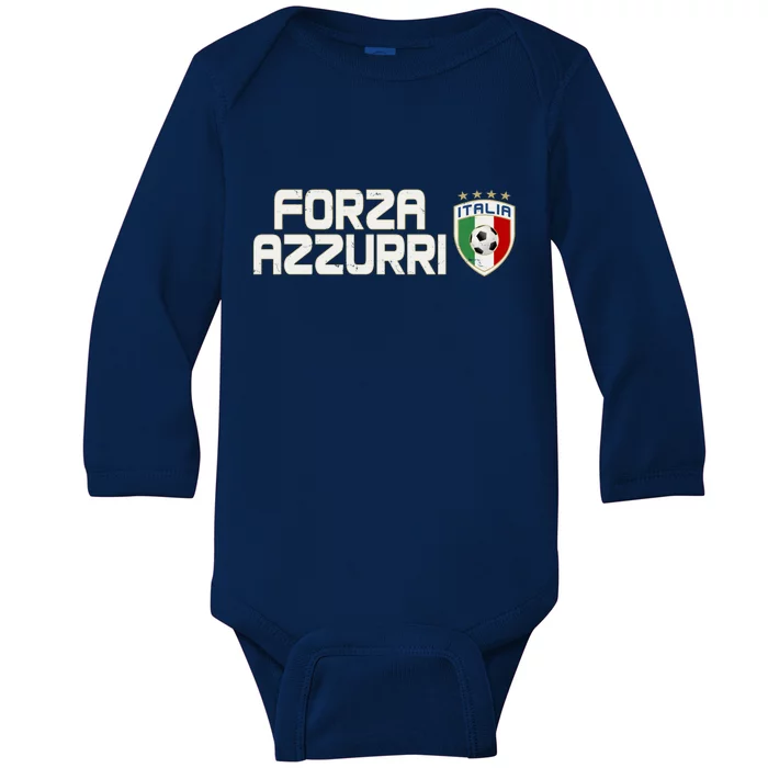 Forza Azzurri Italy Italia Soccer Team Fan Logo Baby Long Sleeve Bodysuit