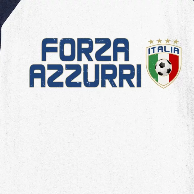 Forza Azzurri Italy Italia Soccer Team Fan Logo Baseball Sleeve Shirt