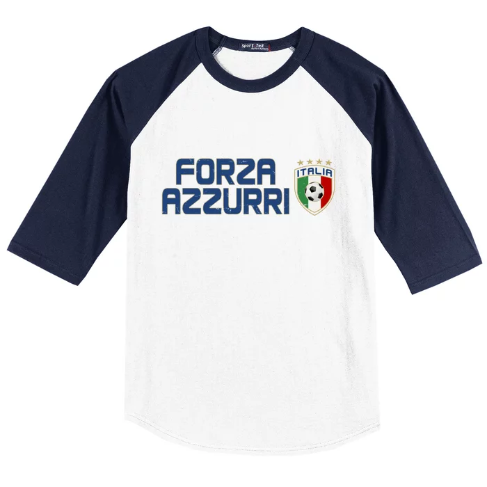 Forza Azzurri Italy Italia Soccer Team Fan Logo Baseball Sleeve Shirt