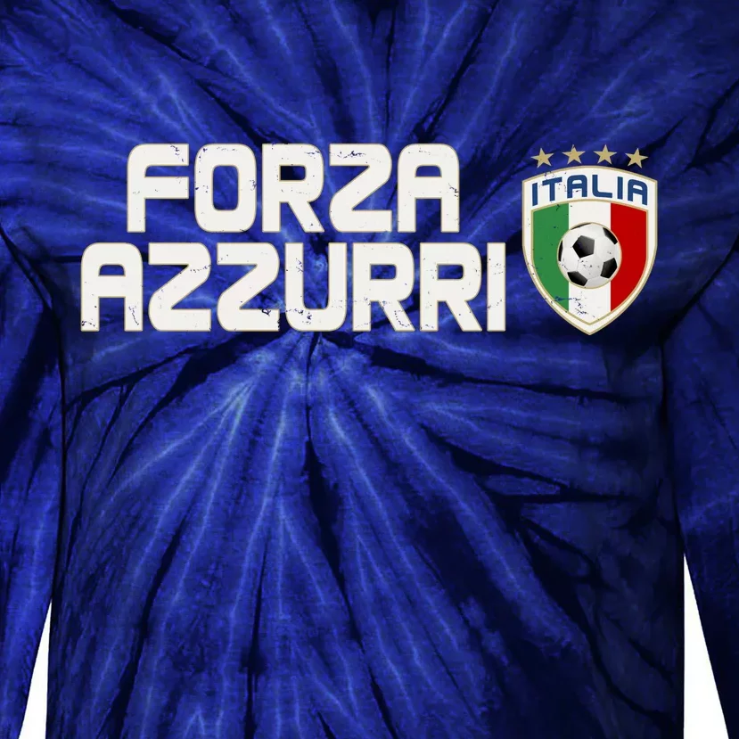 Forza Azzurri Italy Italia Soccer Team Fan Logo Tie-Dye Long Sleeve Shirt