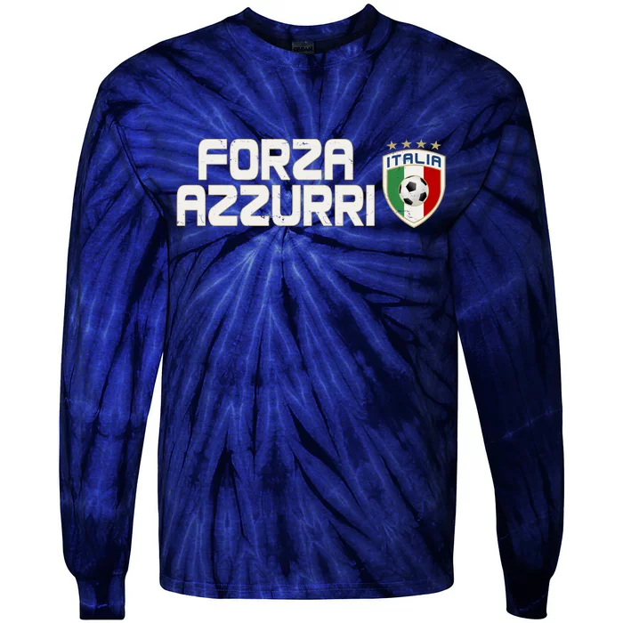 Forza Azzurri Italy Italia Soccer Team Fan Logo Tie-Dye Long Sleeve Shirt