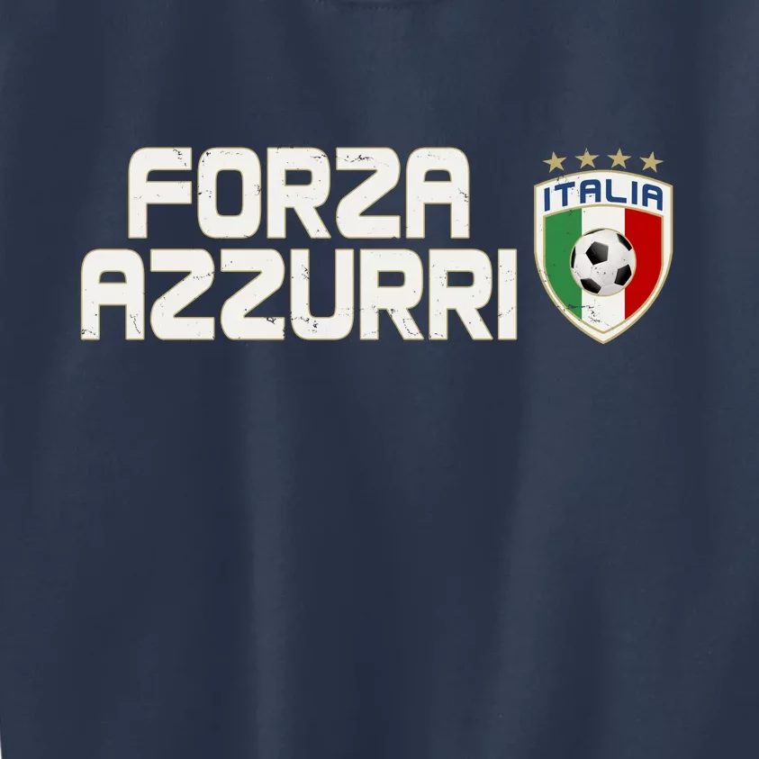 Forza Azzurri Italy Italia Soccer Team Fan Logo Kids Sweatshirt