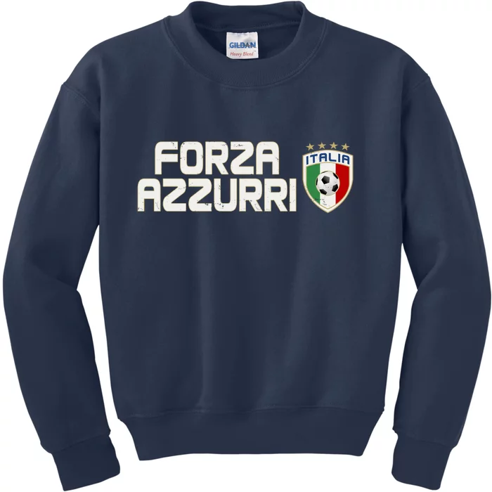 Forza Azzurri Italy Italia Soccer Team Fan Logo Kids Sweatshirt