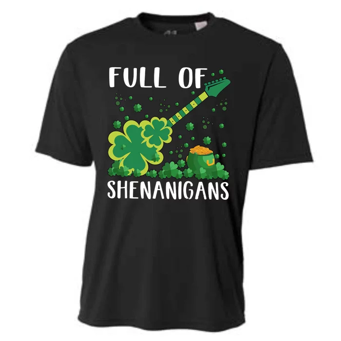 Full Of Shenanigans Saint Patrick's Day Lover Gift For Musician Guitar Player Cooling Performance Crew T-Shirt