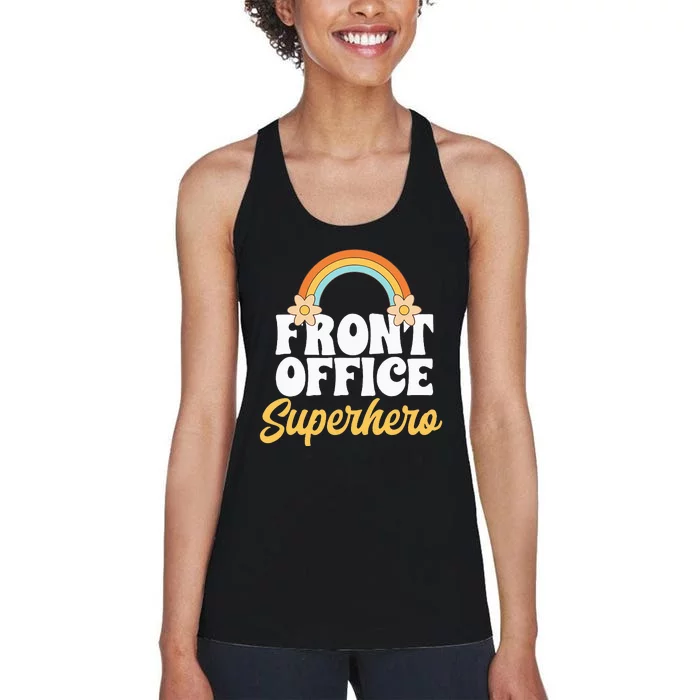 Front Office Superhero Secretary Administrative Assistant Women's Racerback Tank