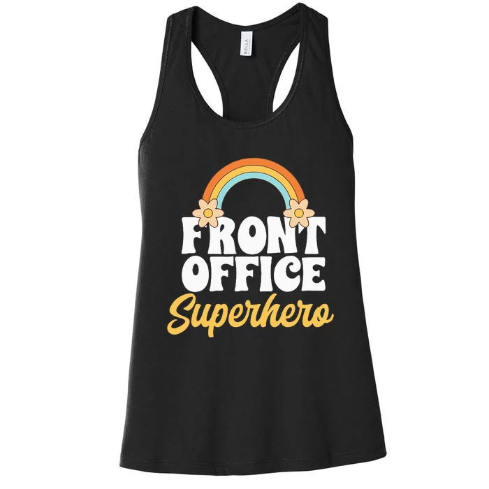 Front Office Superhero Secretary Administrative Assistant Women's Racerback Tank