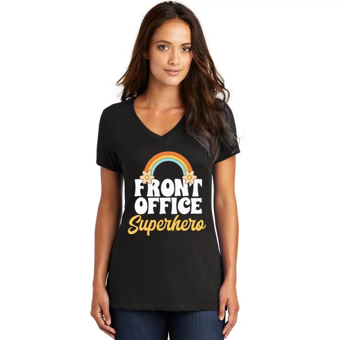 Front Office Superhero Secretary Administrative Assistant Women's V-Neck T-Shirt