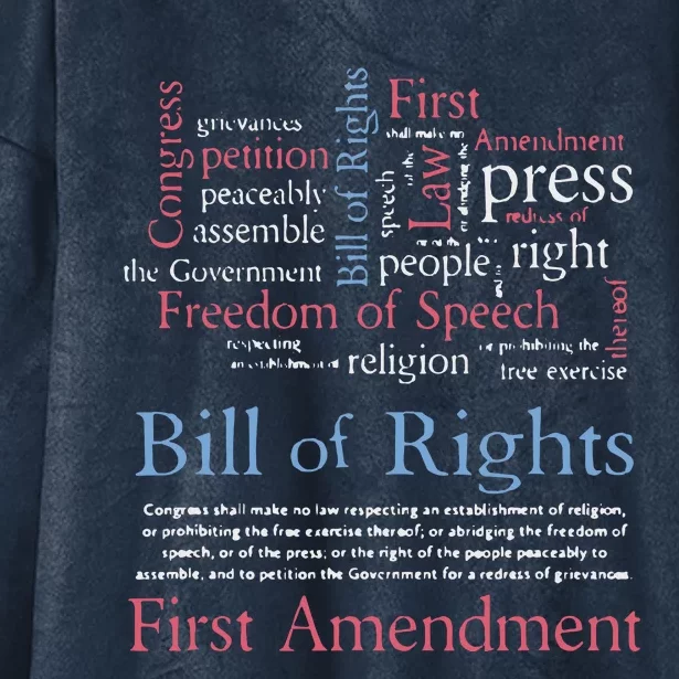 Freedom Of Speech American Bill Of Rights 1st Amendment Hooded Wearable Blanket