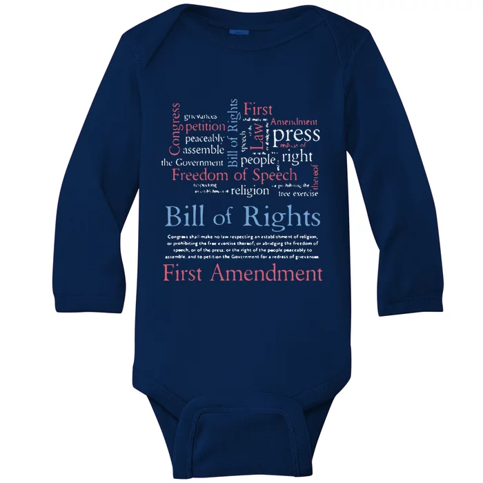 Freedom Of Speech American Bill Of Rights 1st Amendment Baby Long Sleeve Bodysuit