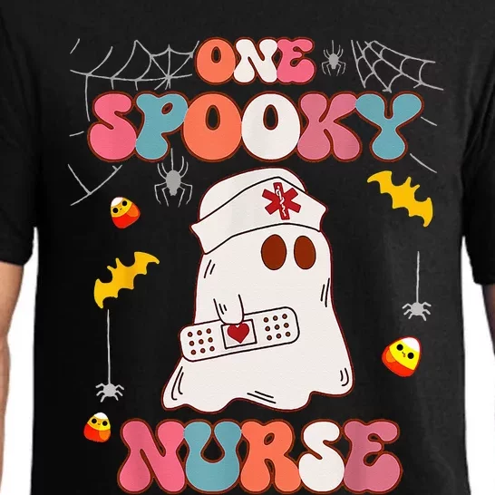 Funny One Spooky Nurse Halloween RN Boo Boo Crew Witch Ghost Pajama Set