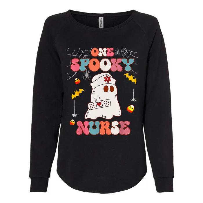 Funny One Spooky Nurse Halloween RN Boo Boo Crew Witch Ghost Womens California Wash Sweatshirt