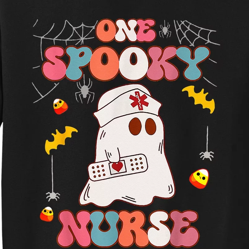 Funny One Spooky Nurse Halloween RN Boo Boo Crew Witch Ghost Tall Sweatshirt