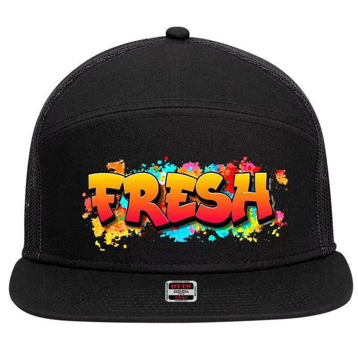 Fresh Old School Graffiti Style Funny Graffiti Graphic 7 Panel Mesh Trucker Snapback Hat