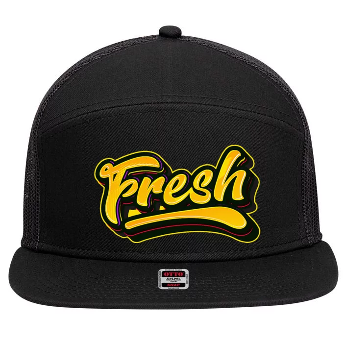 Fresh Old School Graffiti Style Funny Graffiti Graphic 7 Panel Mesh Trucker Snapback Hat