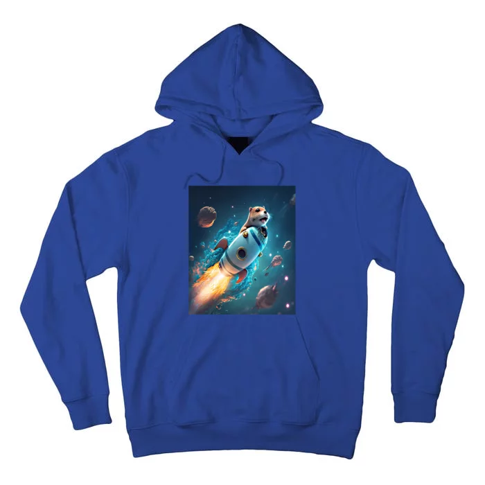 Funny Otter Space Puns Space Otter Riding A Rocket Gift Tall Hoodie