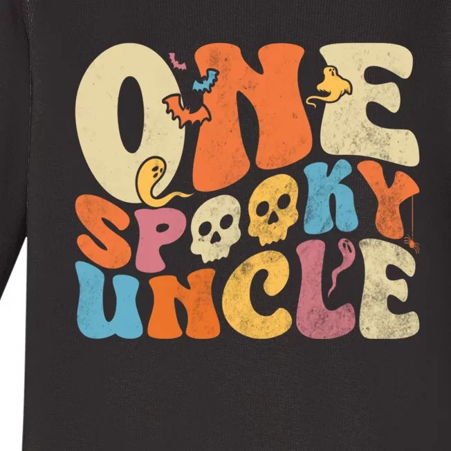 Funny One Spooky Uncle Groovy Cool Halloween Costume Baby Long Sleeve Bodysuit