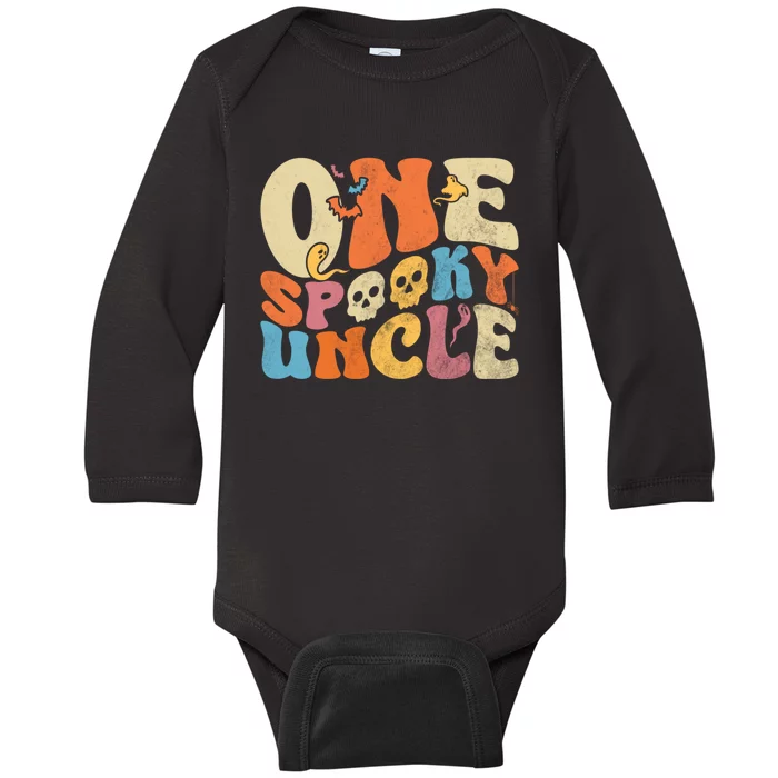 Funny One Spooky Uncle Groovy Cool Halloween Costume Baby Long Sleeve Bodysuit