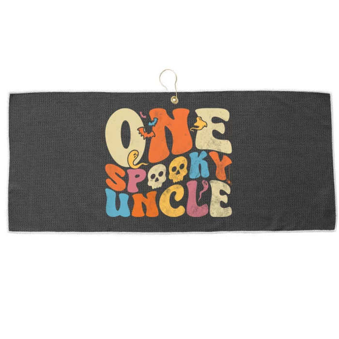 Funny One Spooky Uncle Groovy Cool Halloween Costume Large Microfiber Waffle Golf Towel