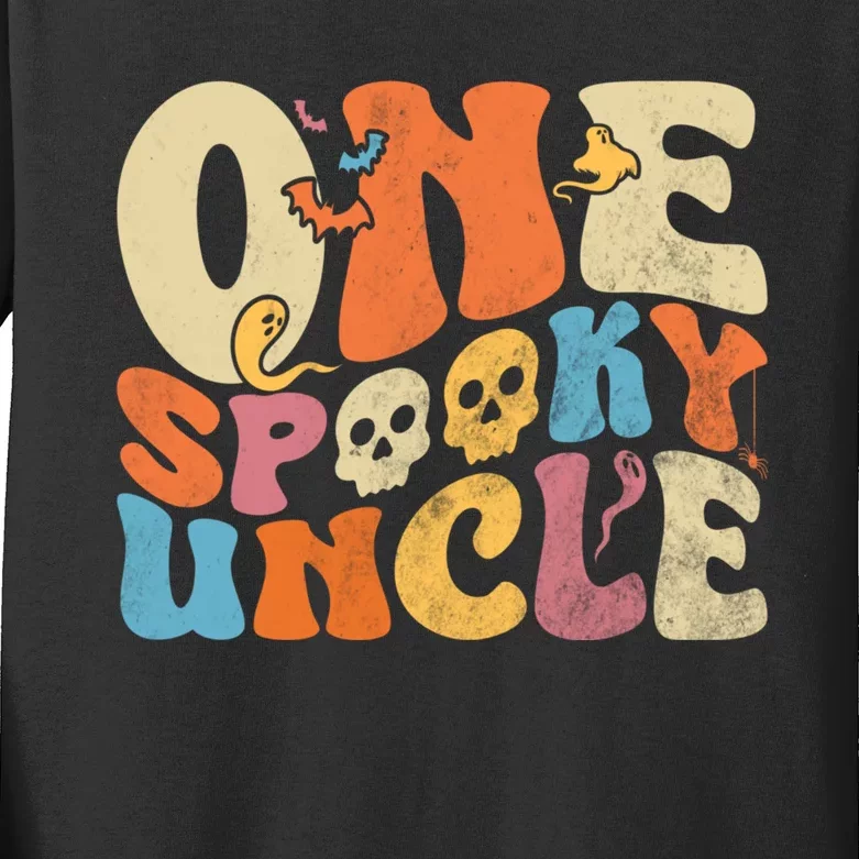 Funny One Spooky Uncle Groovy Cool Halloween Costume Kids Long Sleeve Shirt