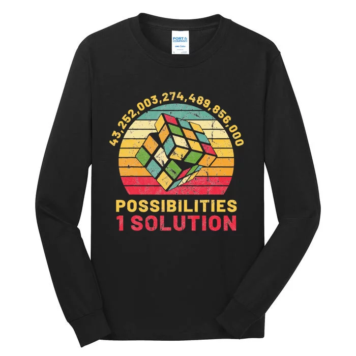 Funny One Solution Speed Cubing Retro Math Tall Long Sleeve T-Shirt