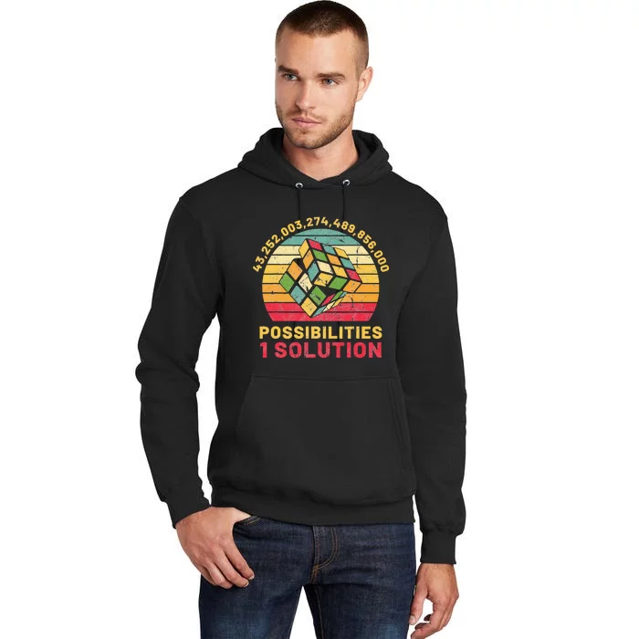 Funny One Solution Speed Cubing Retro Math Tall Hoodie