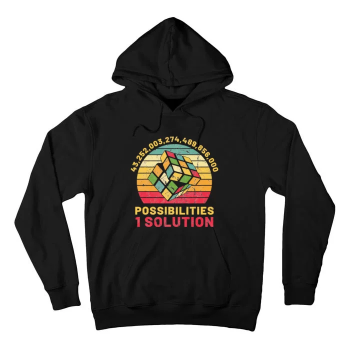 Funny One Solution Speed Cubing Retro Math Tall Hoodie