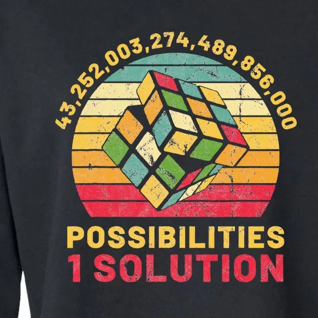 Funny One Solution Speed Cubing Retro Math Cropped Pullover Crew