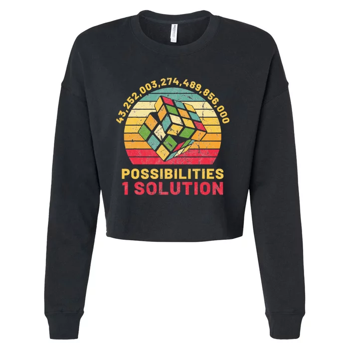 Funny One Solution Speed Cubing Retro Math Cropped Pullover Crew