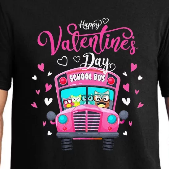 Funny Owls School Bus Driver Happy Valentines Day Pajama Set