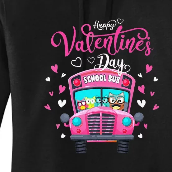 Funny Owls School Bus Driver Happy Valentines Day Women's Pullover Hoodie