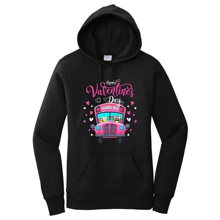 Funny Owls School Bus Driver Happy Valentines Day Women's Pullover Hoodie