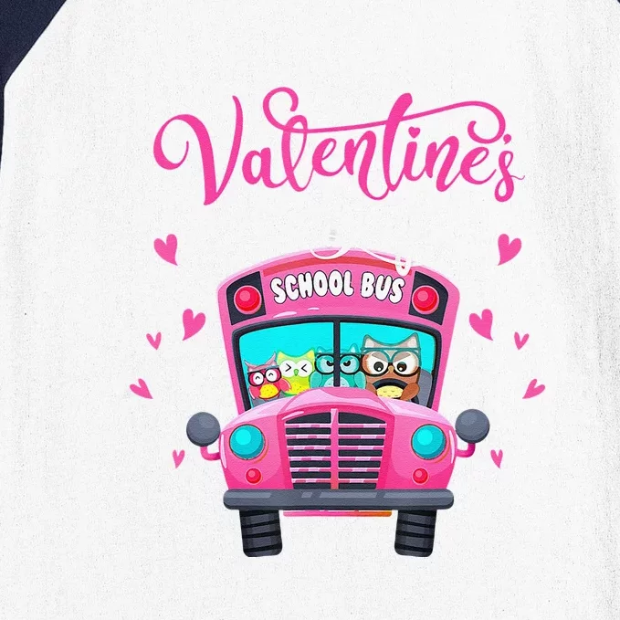 Funny Owls School Bus Driver Happy Valentines Day Baseball Sleeve Shirt