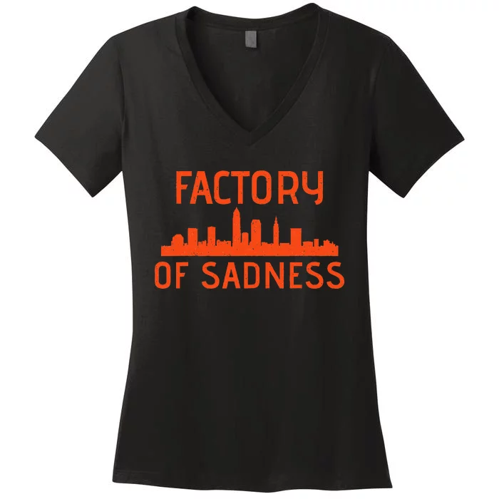 Factory Of Sadness Cleveland Ohio Women's V-Neck T-Shirt