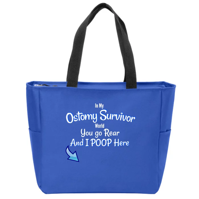 Funny Ostomy Survivor I Poop Here Stoma Bag Colon Cancer Gift Zip Tote Bag