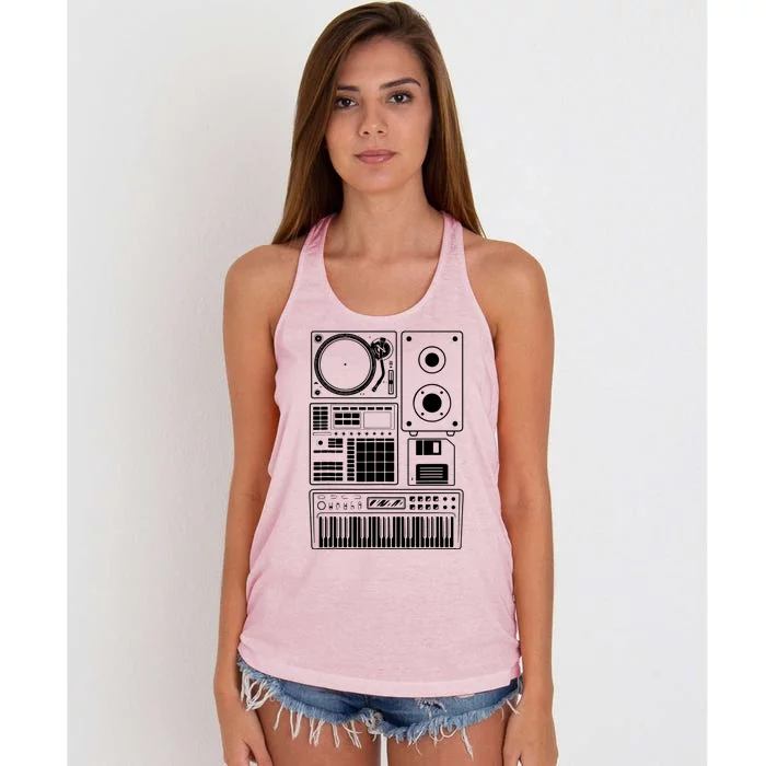 Funny Old School Hip Hop Rapper Beat Maker Rap Music Women's Knotted Racerback Tank