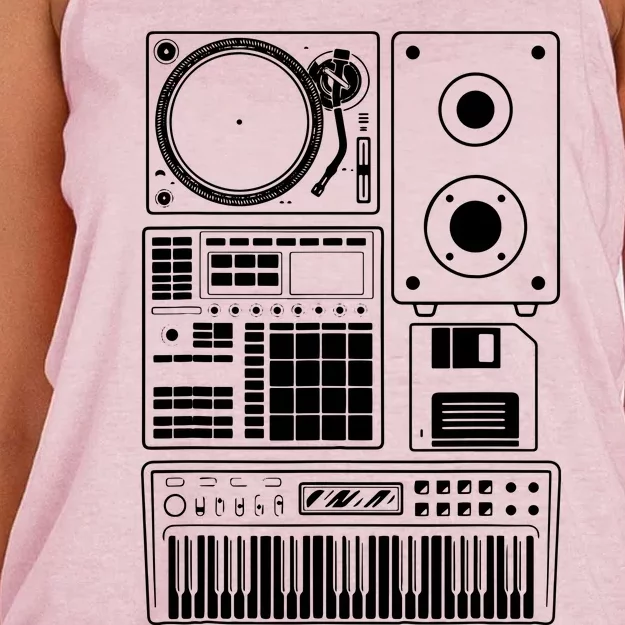 Funny Old School Hip Hop Rapper Beat Maker Rap Music Women's Knotted Racerback Tank