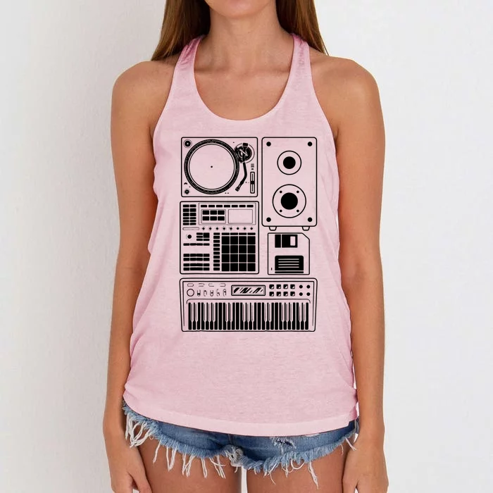 Funny Old School Hip Hop Rapper Beat Maker Rap Music Women's Knotted Racerback Tank