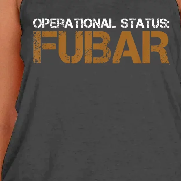 Funny Operational Status: Fubar Military Humor Women's Knotted Racerback Tank