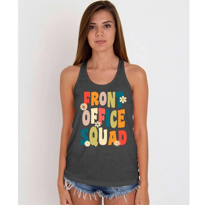 Front Office Squad Team For Administrative Assistants Women's Knotted Racerback Tank