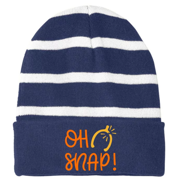 Funny Oh Snap Thanksgiving Turkey Wishbone Striped Beanie with Solid Band