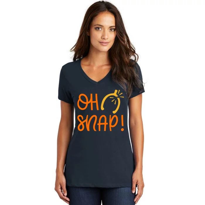 Funny Oh Snap Thanksgiving Turkey Wishbone Women's V-Neck T-Shirt