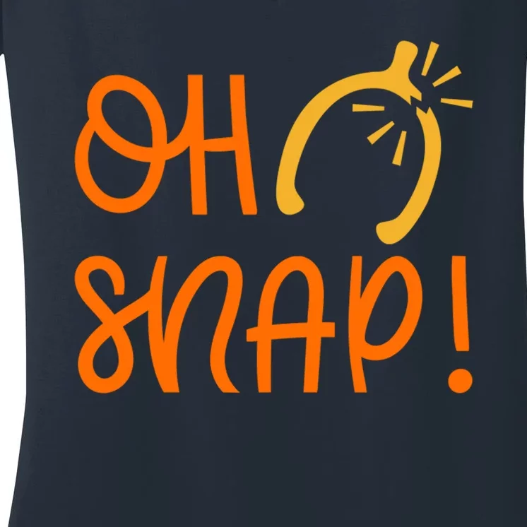 Funny Oh Snap Thanksgiving Turkey Wishbone Women's V-Neck T-Shirt