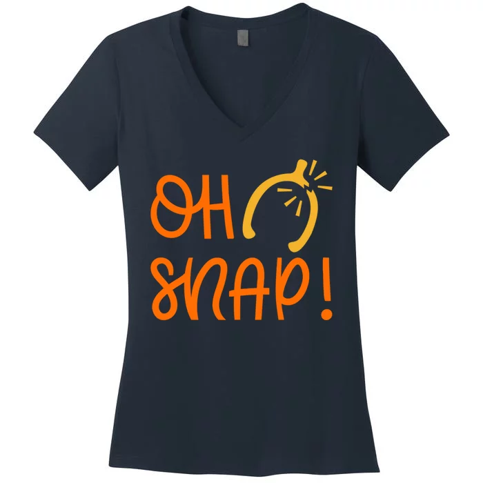 Funny Oh Snap Thanksgiving Turkey Wishbone Women's V-Neck T-Shirt