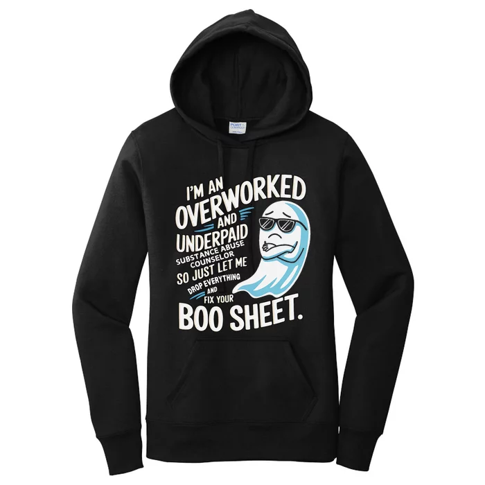 Funny Overworked Substance Abuse Counselor Ghost Halloween Women's Pullover Hoodie