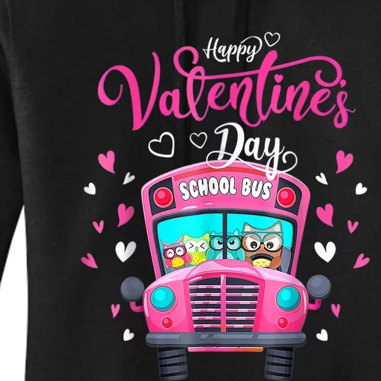 Funny Owls School Bus Driver Happy Valentines Day Women's Pullover Hoodie