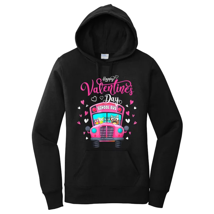 Funny Owls School Bus Driver Happy Valentines Day Women's Pullover Hoodie