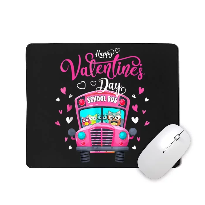 Funny Owls School Bus Driver Happy Valentines Day Mousepad