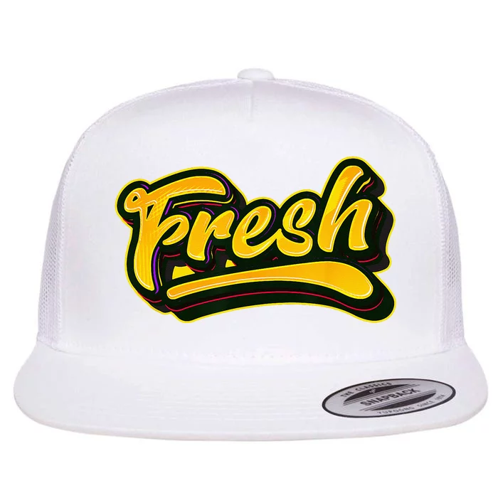 Fresh Old School Graffiti Style Funny Graffiti Graphic Flat Bill Trucker Hat